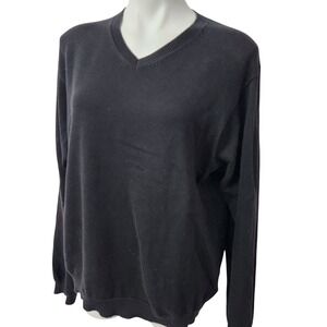 Eddie Bauer Black Pima Cotton Mens V-Neck Sweater Size‎ XL